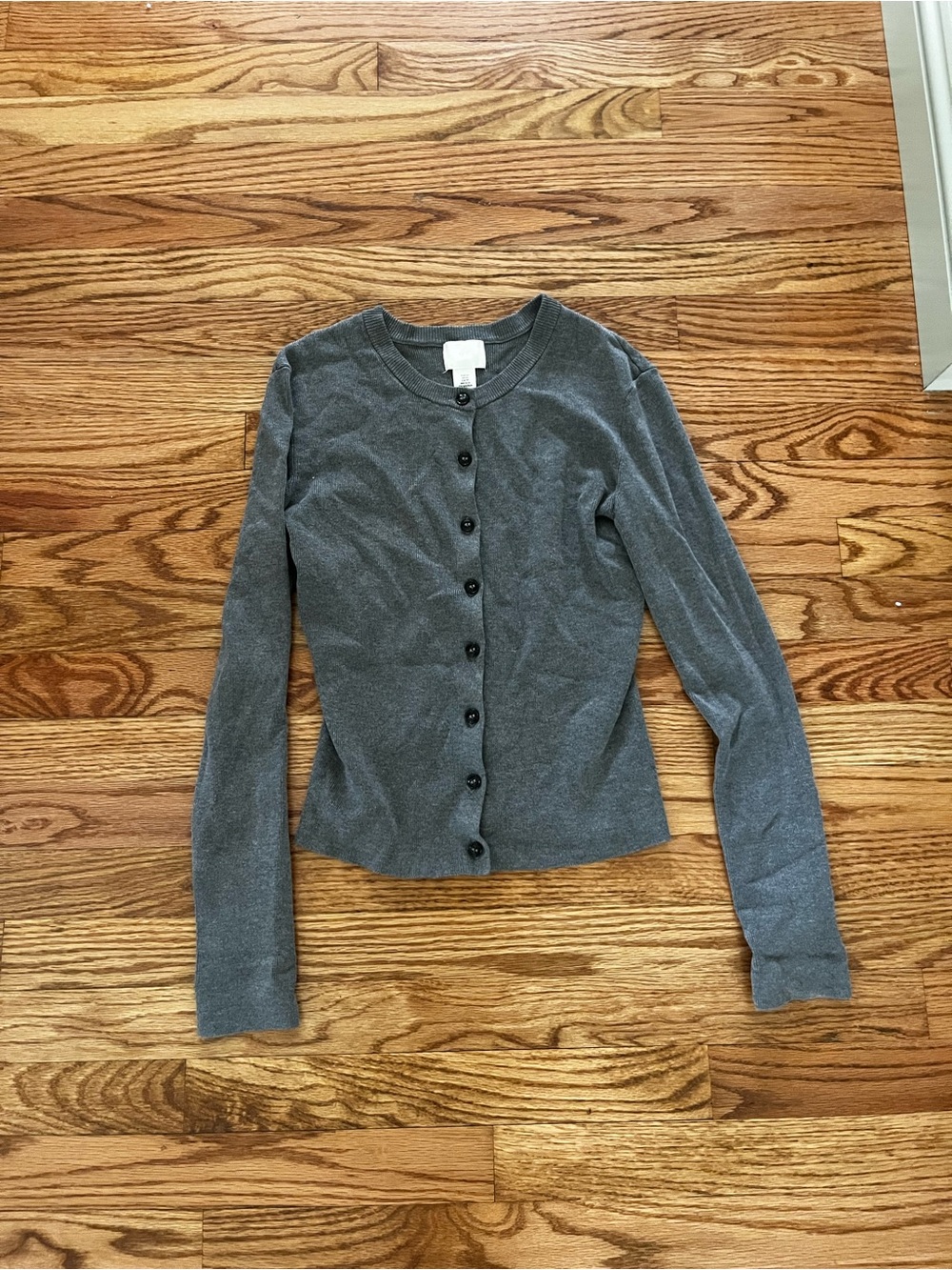 H&M Gray Ribbed Button-Up Cardigan